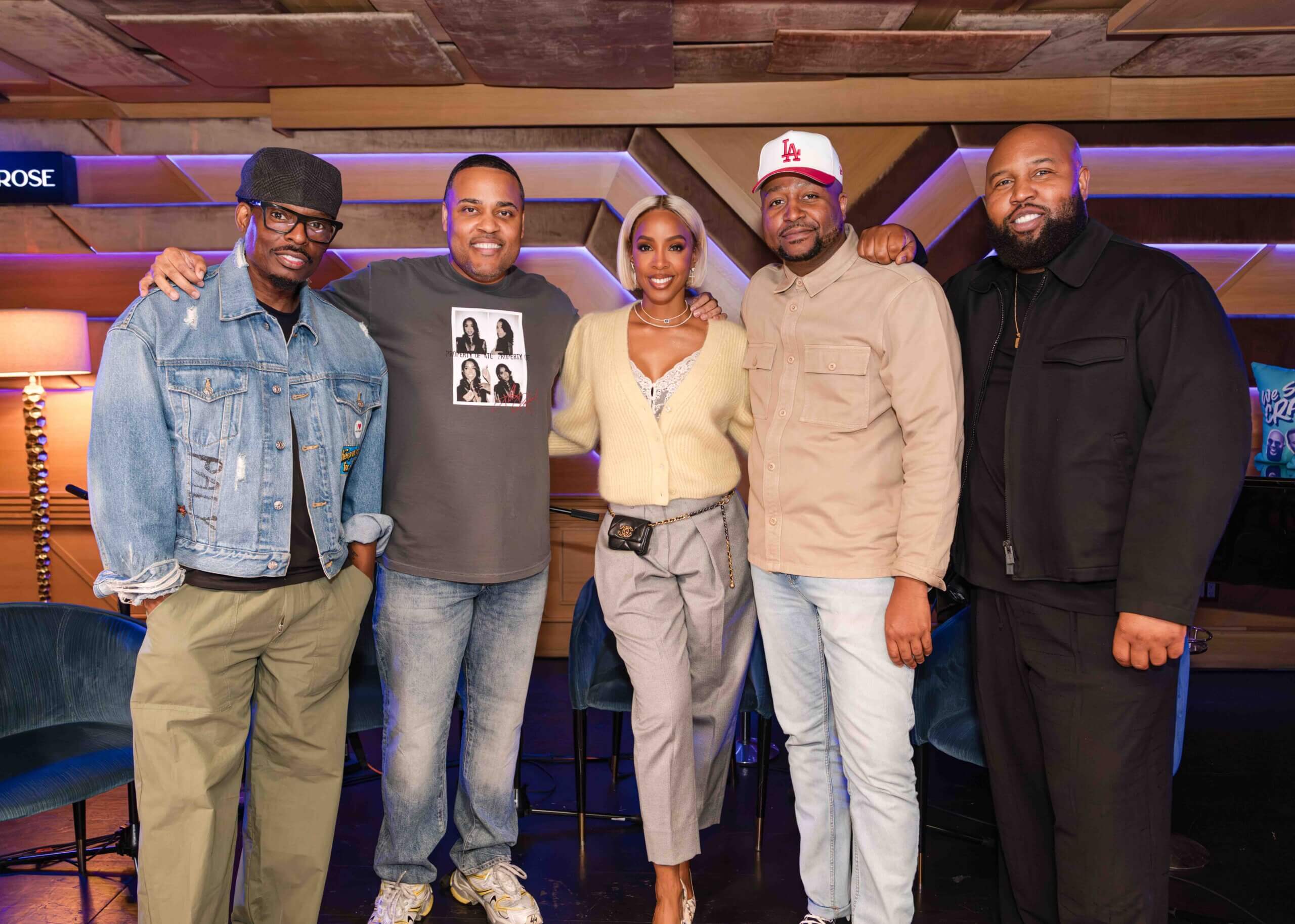 We Sound Crazy hosts with Kelly Rowland in the studio